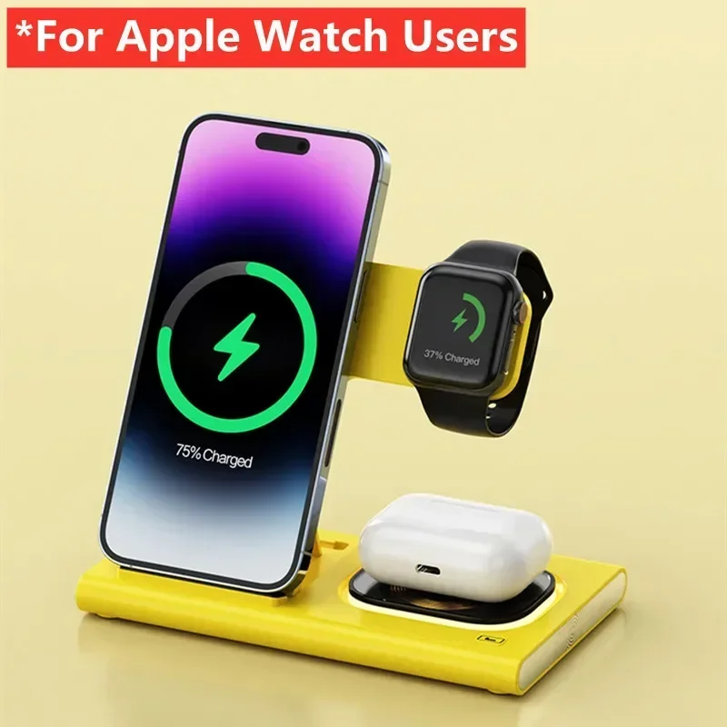 Składana bezprzewodowa ładowarka 3w1 iPhone/Watch/AirPods szybkie ładowanie ⚡