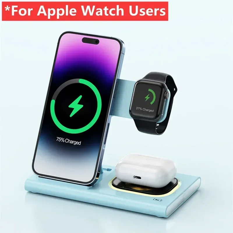 Składana bezprzewodowa ładowarka 3w1 iPhone/Watch/AirPods szybkie ładowanie ⚡