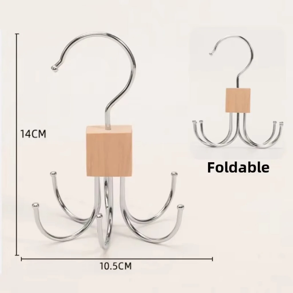 Obrotowy 360° drewniany organizer wielohakowy do szafy 👔