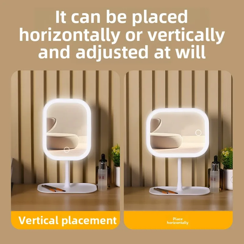 Lustro LED do makijażu trójkolorowe dotykowe akumulatorowe 🪞