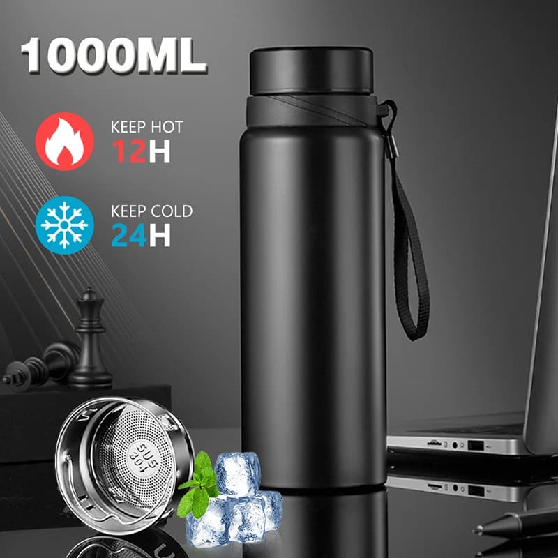Butelka termiczna stalowa 600/1000 ml, termometr LED 🌡️